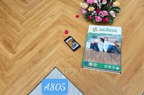 Sàn gỗ xương cá Acacia A805 cốt xanh 8mm