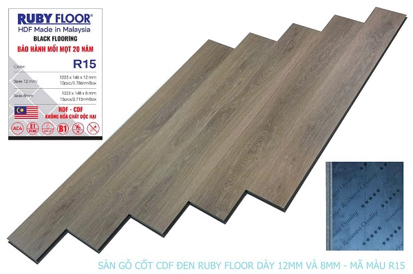 Sàn gỗ Ruby Floor cốt đen R15