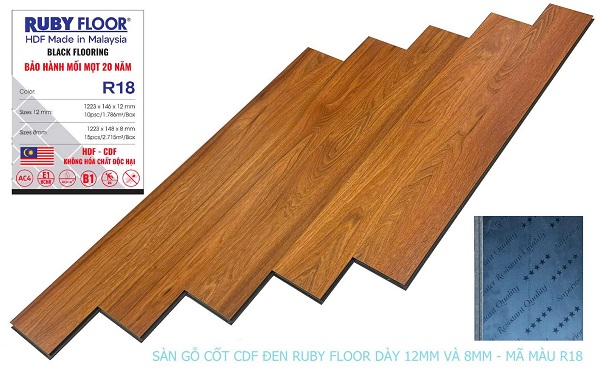 Sàn gỗ Ruby Floor cốt đen R18