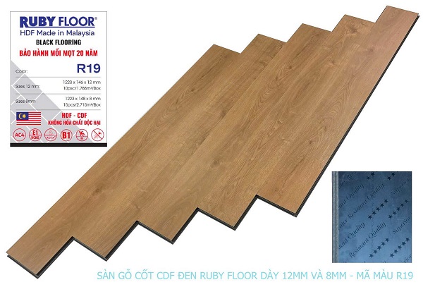 Sàn gỗ Ruby Floor cốt đen R19
