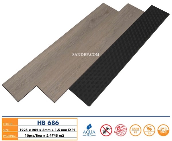 Sàn gỗ Hobi Black 8mm HB 686