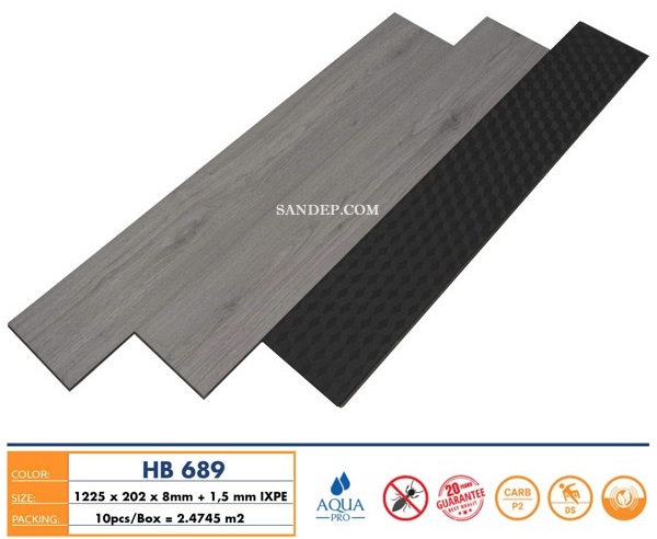 Sàn gỗ Hobi Black 8mm HB 689