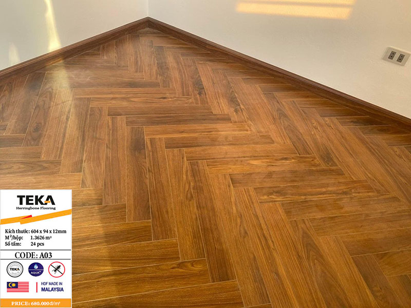 Sàn gỗ xương cá Teka A03
