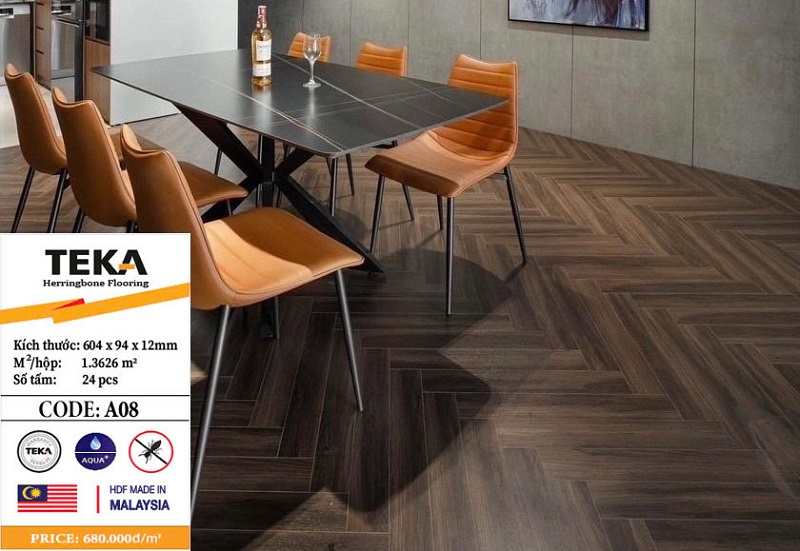Sàn gỗ xương cá Teka A08