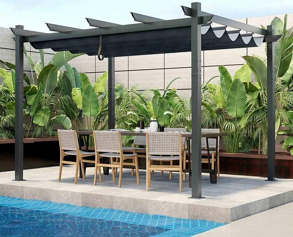 giàn hoa gỗ nhựa bể bơi đẹp