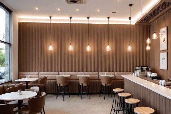 ốp tường quán cafe lam sóng đẹp