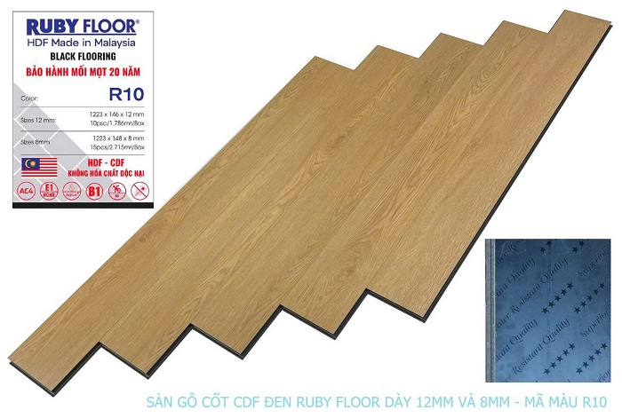 Sàn gỗ Ruby Floor cốt đen R10