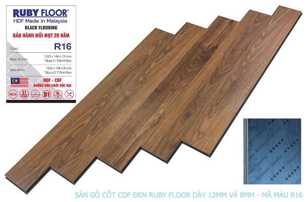 sàn gỗ Ruby Floor cốt đen R16