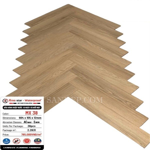 Sàn gỗ KrooStar - Waterproof xương cá MX38