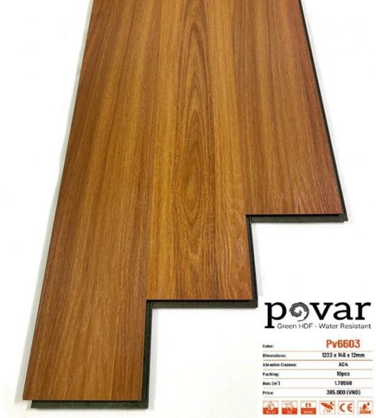 Sàn gỗ POVAR PV6603 – Vàng gỗ tự nhiên
