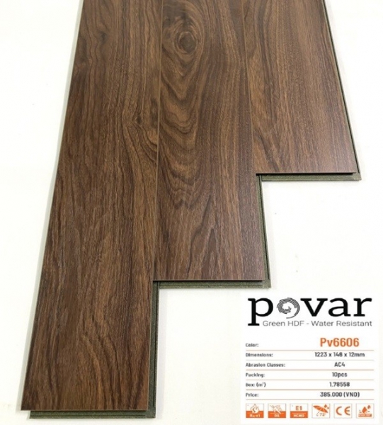 Sàn gỗ POVAR PV6606 – Nâu socola sang trọng