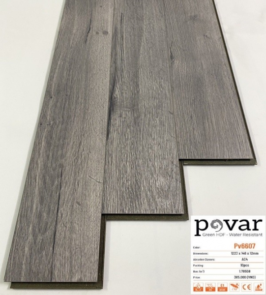 Sàn gỗ POVAR PV6607 – Xám khói cá tính