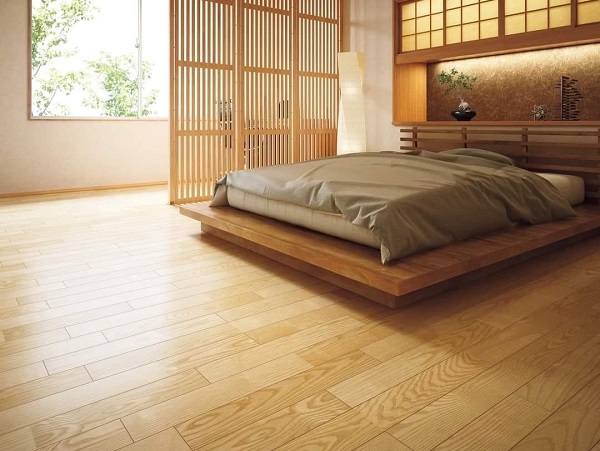 sàn gỗ sồi lát phòng ngủ kiểu Nhật
