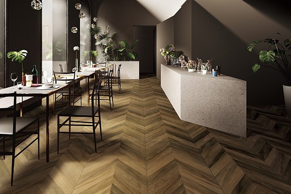 sàn gỗ xương cá nhà hàng