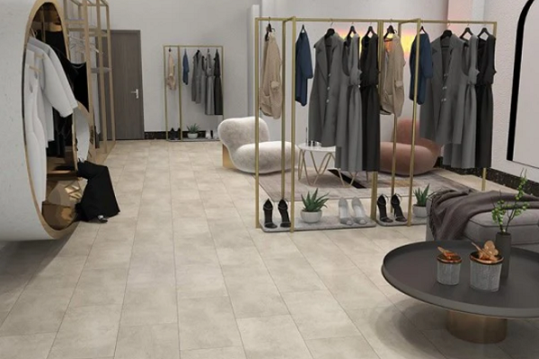 sàn nhựa giả đá showroom