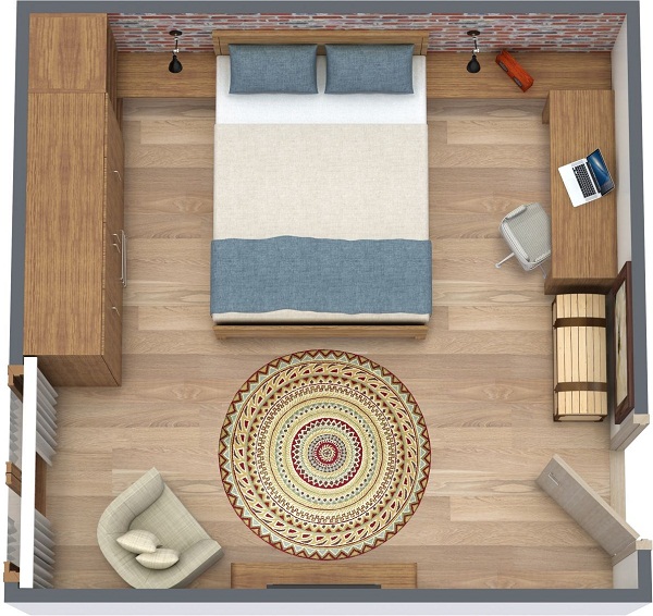 thiết kế nội thất sàn gỗ công nghiệp phòng ngủ