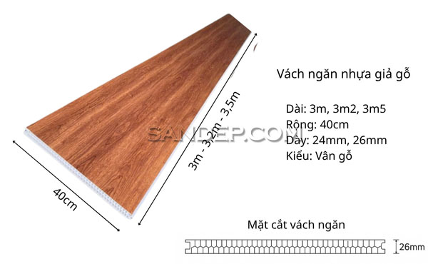 Thông số kỹ thuật vách ngăn nhựa giả gỗ